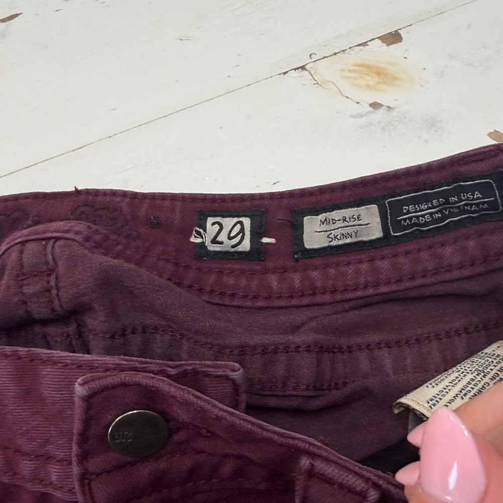 Miss Me Burgundy Mid-Rise Skinny Jeans - Picture 6 of 11